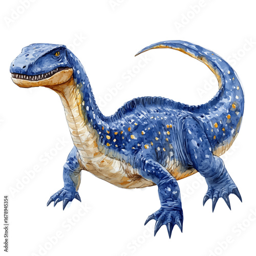 watercolor of Plesiosaurus, vector, isolated on a white background.