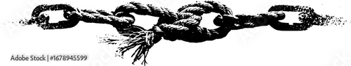 Black and white rope stencil with knots and grunge texture for design and decoration