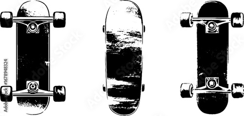 Black and white skateboard stencil set for urban art designs