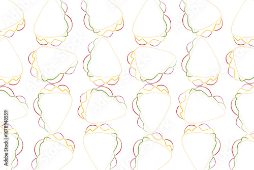 Sandwich Arrangement seamless Repeating Outline pattern Illustration