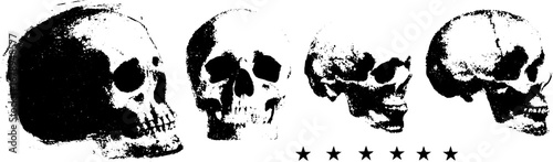 Black and white skull stencil set for urban art and design projects