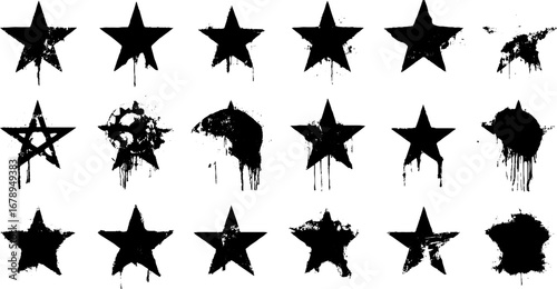 Black and white stencil star collection for creative design projects