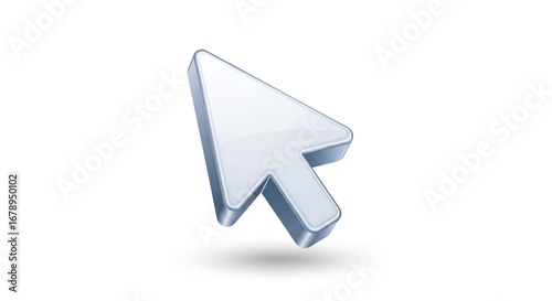 A computer cursor pointing upwards and to the right on a plain white background with a slight shadow