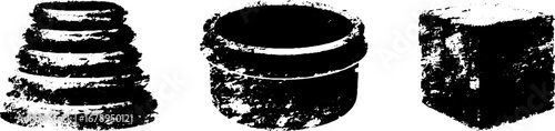 Black and white stencil set of spirals and shapes for artistic design
