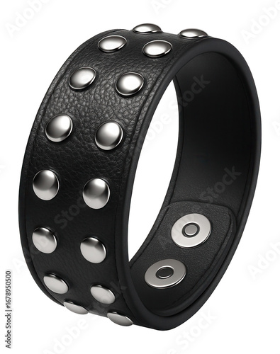 Metallic studded faux leather wristband with snap buttons