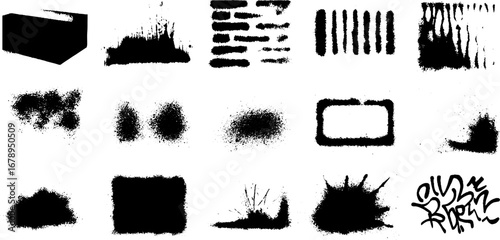 Black and white spray stencil set for urban design and art projects
