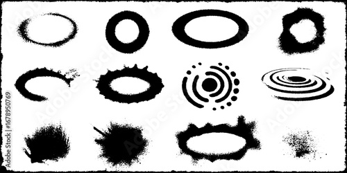 Black and white stencil spray patterns set for urban design and print