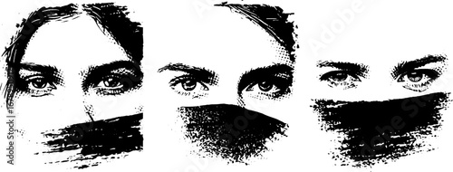 Black and white stencil portraits collection for urban art and design