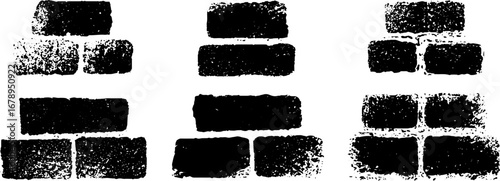 Black and white stencil set of grunge brick patterns for urban design