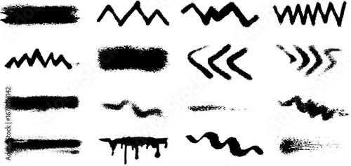 Abstract black and white stencil spray set for urban art and design projects