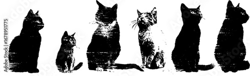 Black and white cat stencil collection for urban art and design projects