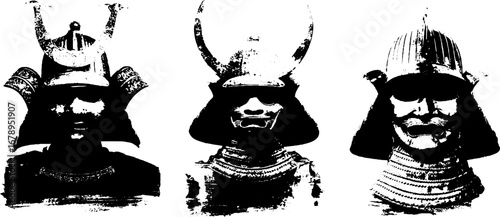 Samurai warriors silhouettes collection for artistic design and urban decor