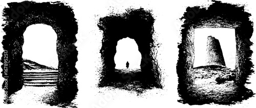 Mystical tarot designs in black and white for creative projects