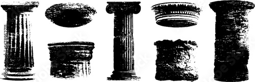 Ancient architectural elements stencil collection for design and decor projects