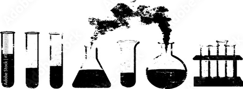 Black and white chemistry lab stencil set for creative designs
