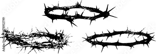 Black and white thorn stencil collection for urban design and art projects
