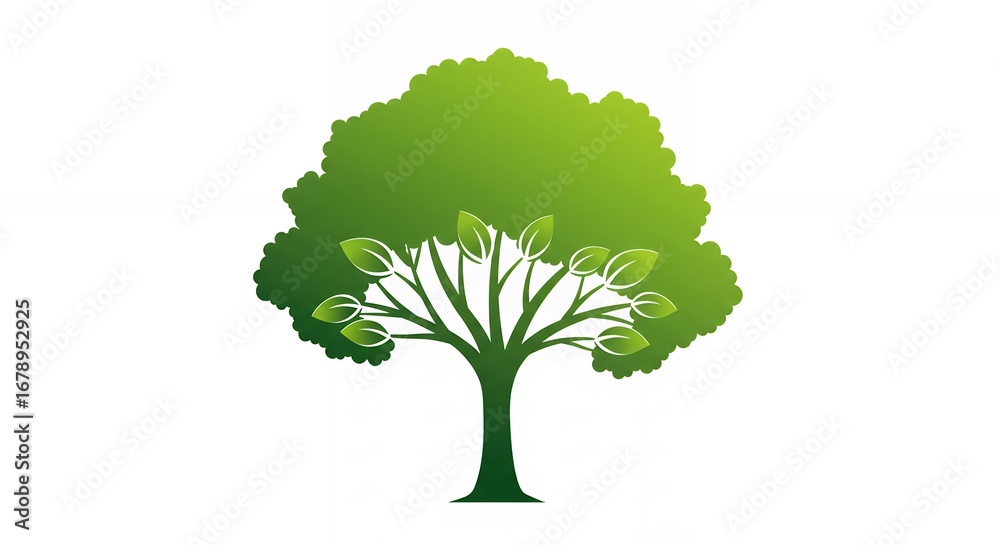 Obraz premium Green tree illustration nature logo