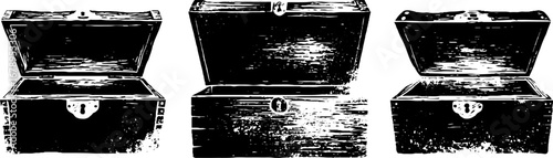 Vintage treasure chest stencil set for creative design and decoration