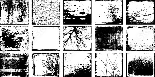 Black and white tree stencil set for design and art projects