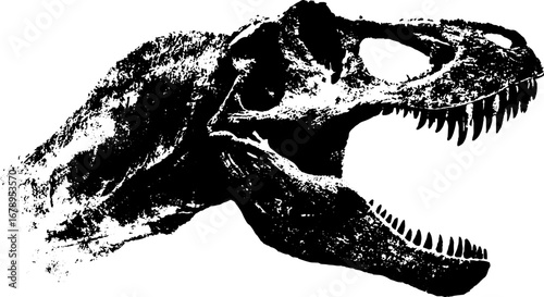 Black and white t-rex stencil design for urban art and decor