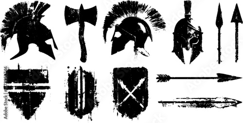 Ancient tribal symbols set in black and white for urban and vintage design