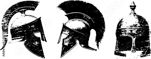 Black and white viking helmet stencil collection for artistic designs