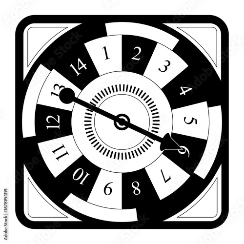 Vintage style spinner for board game with spinning arrow, numbers, and letters. Design elements for web pages, gaming, print, games. sstkTechnology