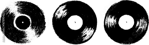 Black and white vinyl record stencil set for urban design and music projects