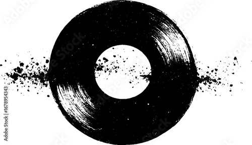 Black and white vinyl record stencil art set for urban and vintage design projects
