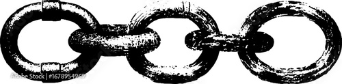 Black and white stencil set of woven chain links for design and art projects