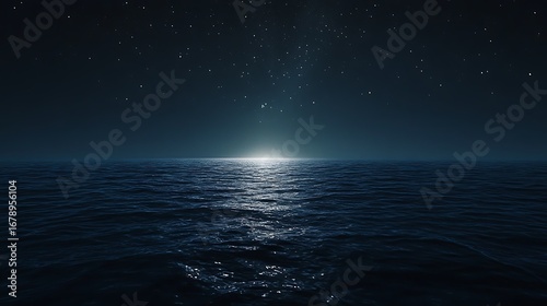 Serene Night Ocean Under Starlit Sky