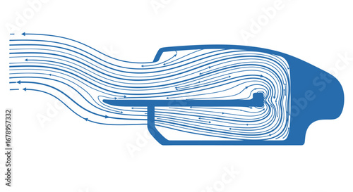 Aerodynamic flow simulation over a car side mirror illustrating air resistance and fluid dynamics.