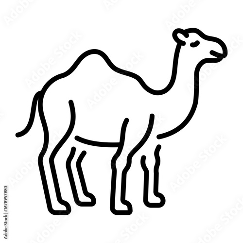 An outline style icon depicting camel
