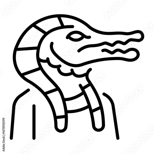 An outline style icon depicting sobek