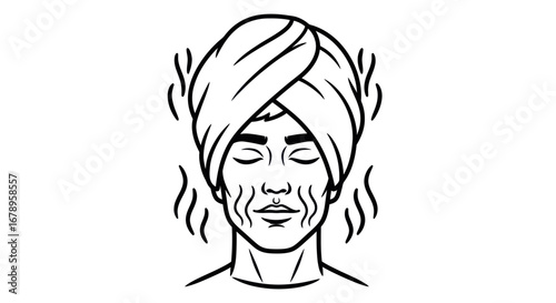 Person enjoying a relaxing facial steam treatment with eyes closed.