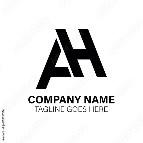 Modern AH Monogram Logo Design - Elegant Business Company Name & Tagline Graphic