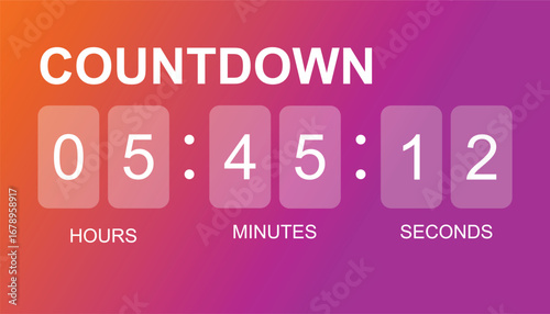 Countdown counter timer. coming soon or under construction website page time remaining count down. customizable timer. digital clock timer hour, minutes and seconds