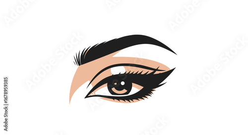 Elegant illustration of a female eye with makeup.