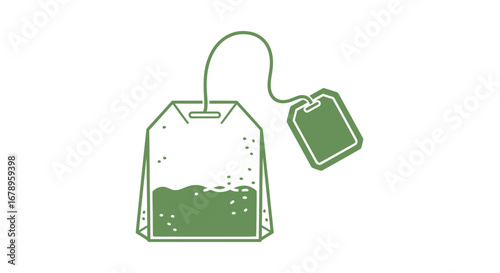 Green Tea Bag Illustration.
