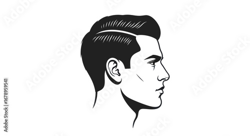 Classic Mens Hairstyle Profile View.