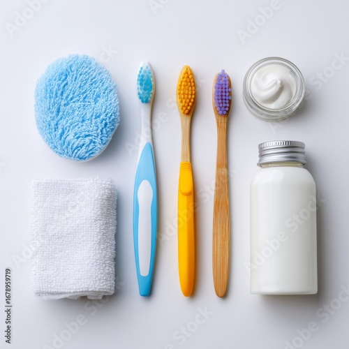 tools for oral care and prophylaxis o white background.
