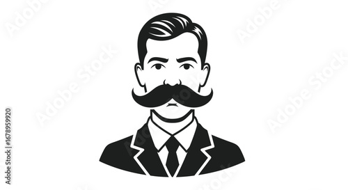 Stylish man with prominent handlebar mustache illustration.