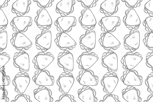 Sandwich Arrangement seamless Repeating Outline pattern Illustration