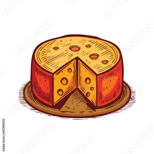 red and gold cheese on a plate