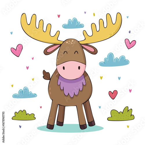 reindeer with christmas tree