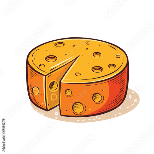 A cheese with a red and yellow, isolated on a white background