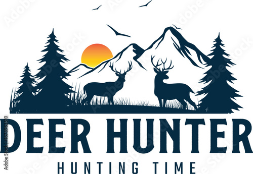 Deer Hunting Vector Logo