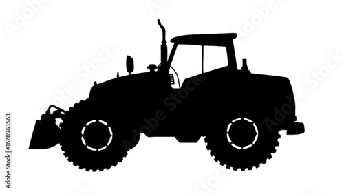 Silhouette of tractor loader heavy equipment construction vehicle machinery farm equipment vector image