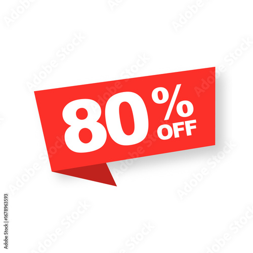 Vector Illustration 80 Percent Off Banner. Modern Red Web Label