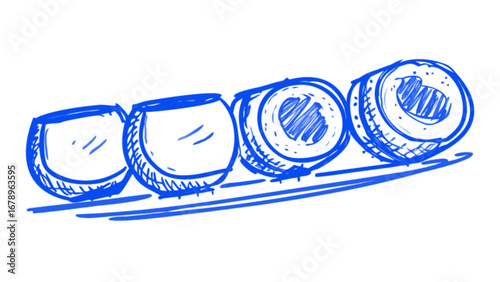 Hand drawn sushi rolls illustration japanese food cuisine asian food gourmet restaurant sketch art line